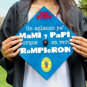 Bad Bunny Graduation Cap Topper: Printed Cardstock Design