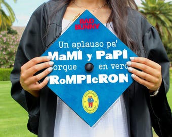 Bad Bunny Graduation Cap | PRINTED Grad Cap Topper | last minute grad cap, simple grad cap, debi tirar mas fotos, dtmf album, puerto rico