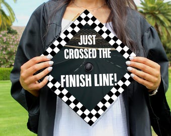 Race Car Graduation Cap | PRINTED Grad Cap Topper | last minute graduation cap, simple grad cap, F1 grad cap, guy grad cap, boy grad caps