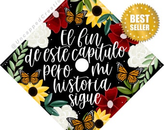 Spanish Grad Cap Design, | CARDSTOCK Graduation Cap Design | butterfly grad cap , monarch butterflies, sunflower grad cap, greenery grad cap