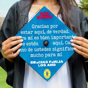 Bad Bunny Graduation Cap Topper: Printed Cardstock Design