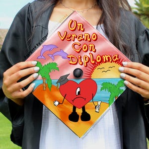 Bad Bunny Grad Cap Topper: Un Verano Con Diploma, Printed Cardstock