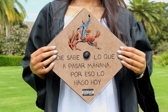 Bad Bunny Graduation Cap | PRINTED Grad Cap Topper | bad bunny designs, nadie sabe album, last minute graduation cap, simple grad cap