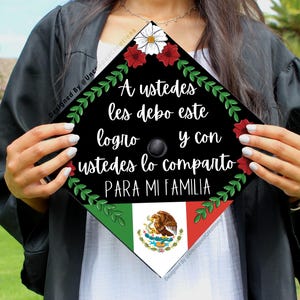Mexican Flag Graduation Cap | PRINTED Grad Cap Topper | last minute graduation cap, simple grad cap, mexican grad cap designs, flowers