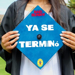 Bad Bunny Graduation Cap Topper: Printed Cardstock Design