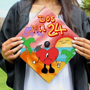 Bad Bunny Grad Cap Topper: Dos Mil 24 Cardstock Design