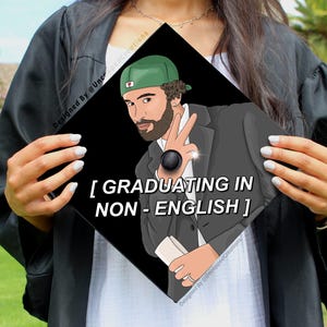 Bad Bunny Grad Cap Topper: Reggaeton Music, Printed Cardstock