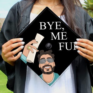 Bad Bunny Grad Cap Topper: Bye Me Fui Design, Printed Cardstock