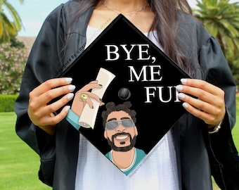 Bad Bunny Graduation Cap | PRINTED Grad Cap Topper | last minute graduation cap, simple grad cap, bye me fui, bad bunny designs, superbowl