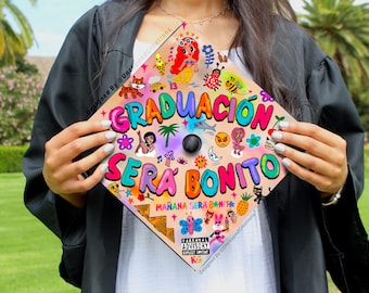 Karol G Graduation Cap | PRINTED Grad Cap Topper | last minute graduation cap, simple grad cap, mañana será bonito, graduación será bonito