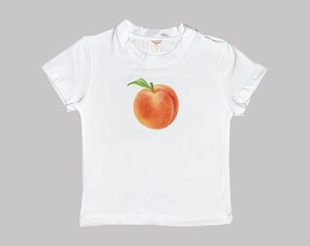 Peach Baby Tee Crop Top Shirt Watercolor