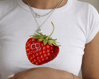 Strawberry Fruit Baby Tee Crop Top Shirt