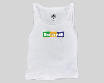 Brazil Brasil Flag v2 Ribbed Muscle Tank Top