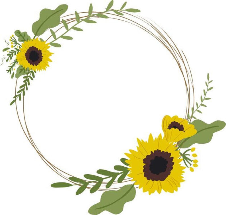 Download Sunflower Wreath PNG and SVG Cutting Files Botanical Clip ...