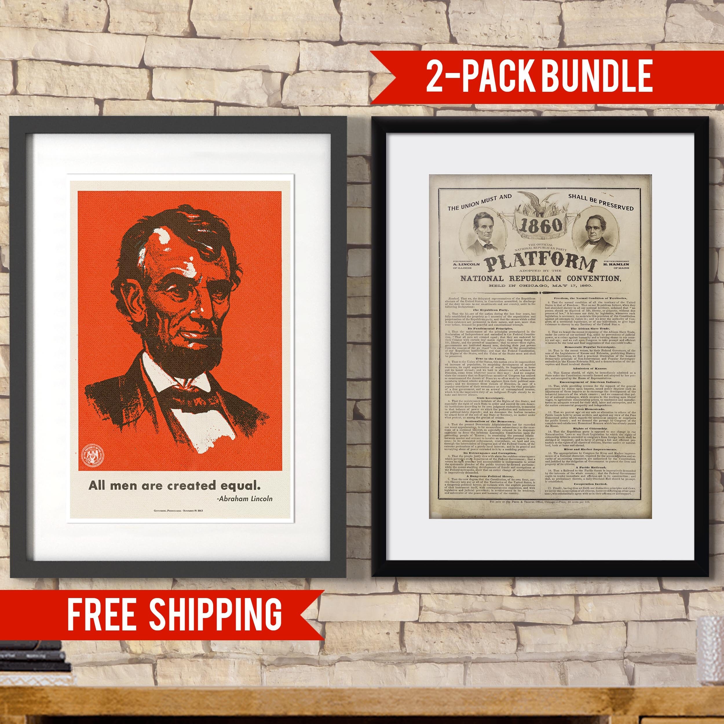 Lincoln 2Pack Bundle Deal RetroVintage Styled Posters 11x17