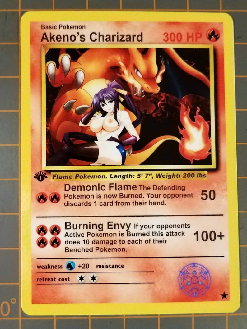 Custom Fan Made Adult Pokemon Card Akeno's Charizard High Etsy