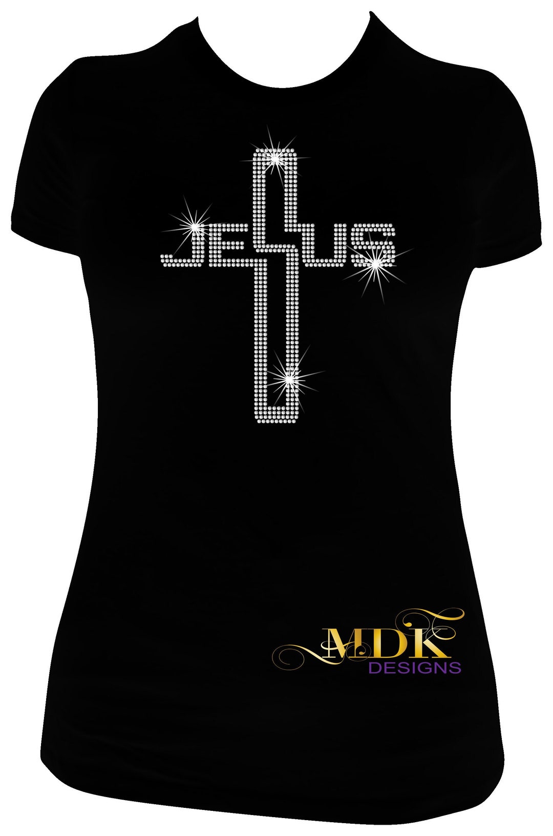 Jesus Cross Rhinestone Shirt, Christian Rhinestone Tee, Religious Gift ...