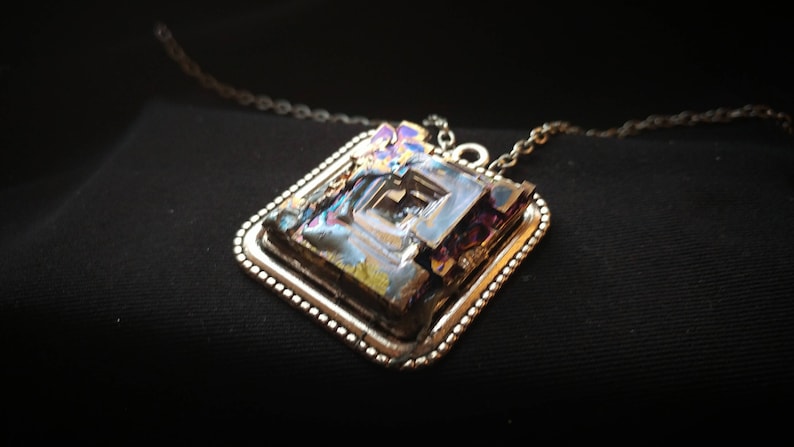 art deco jewelry rainbow jewelry Bismuth necklace boho necklace purple necklace crystal necklace statement necklace stone necklace