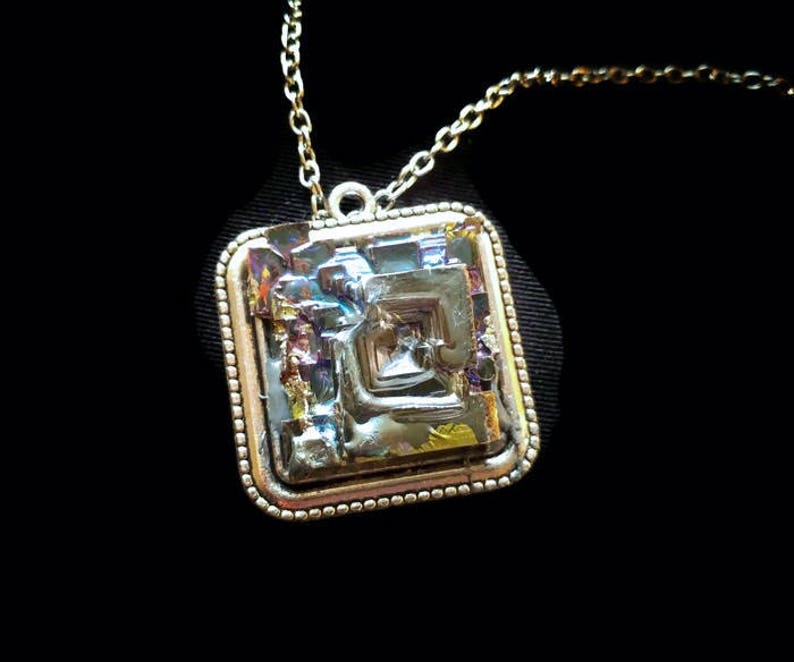 art deco jewelry rainbow jewelry Bismuth necklace boho necklace purple necklace crystal necklace statement necklace stone necklace