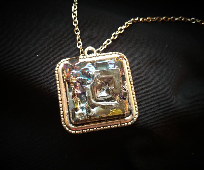 art deco jewelry rainbow jewelry Bismuth necklace boho necklace purple necklace crystal necklace statement necklace stone necklace