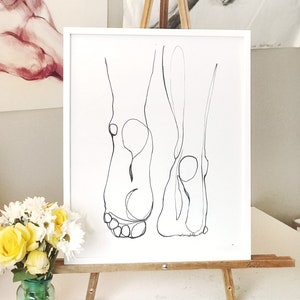 Come follow me continuous line drawing - Carly White- brushworkbabe Line drawing Minimal Christ's Feet