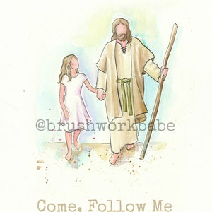 PRINTABLE  "I am a child of God" - Christ walking with girl Come Follow Me -Children's gift