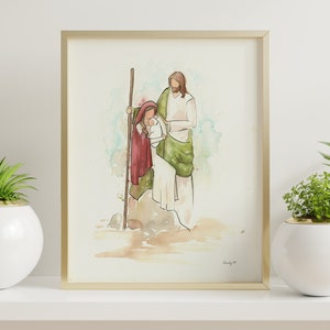 PRINTABLE Nativity Watercolor- Christmas Brushworkbabe- Woman and Christ- Light the World