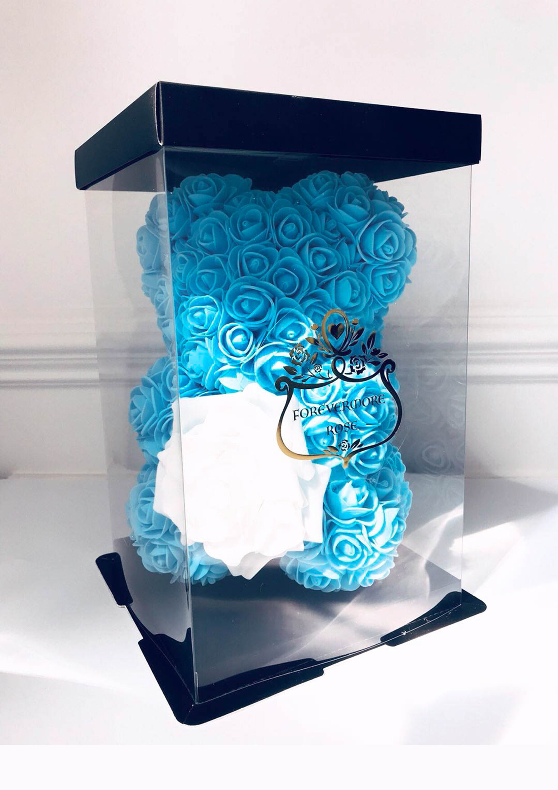 rose teddy bear blue