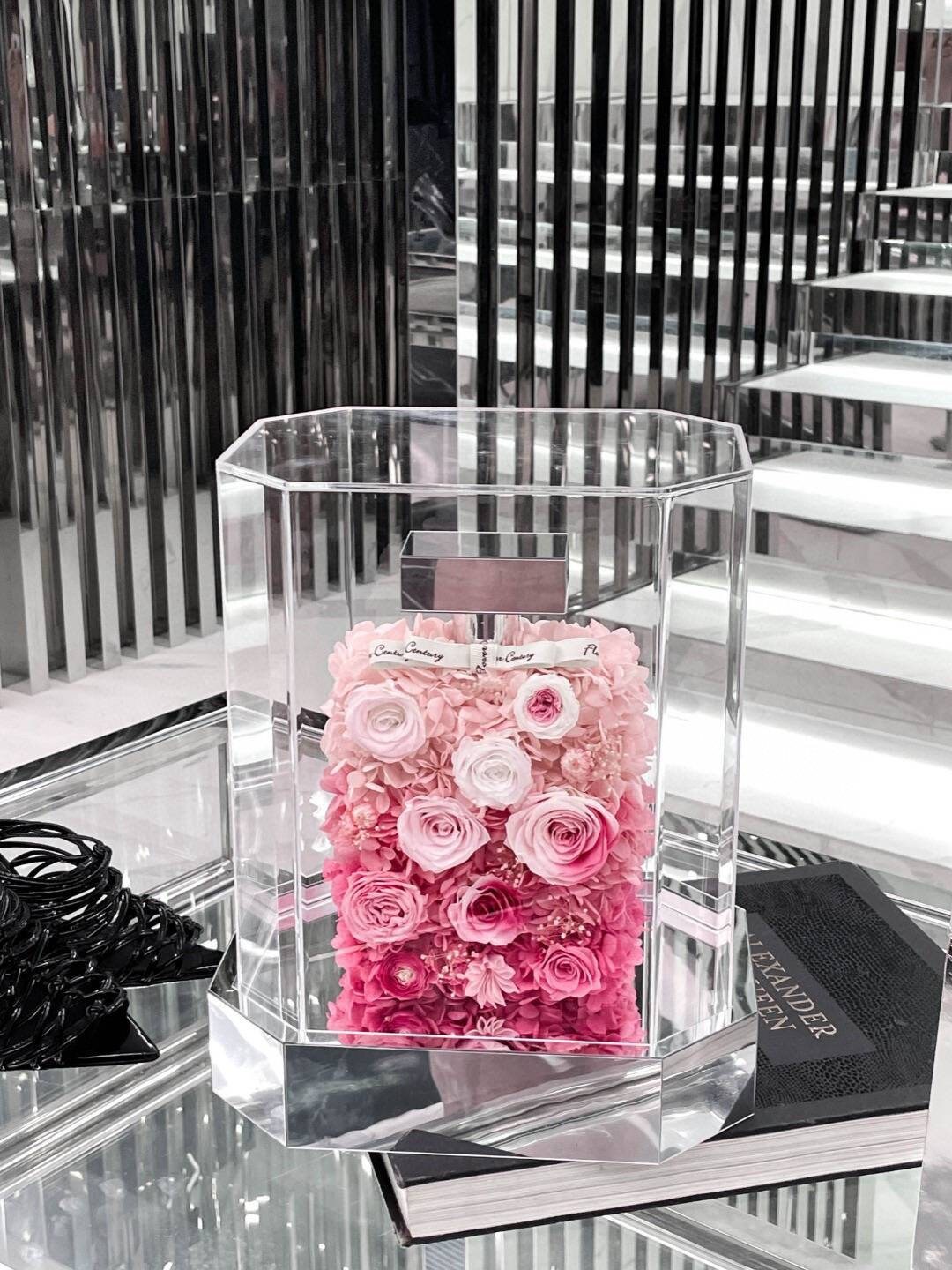 Preserved Rose Perfume Bottle Floral Acrylic Gift Box Etsy