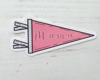 Pegatina de banderín de mamá / Pegatina de mamá / Pegatina retro de mamá / Calcomanía para computadora portátil de mamá / Pegatina de botella de agua de mamá / Pegatina de mamá rosa / Banderín de mamá