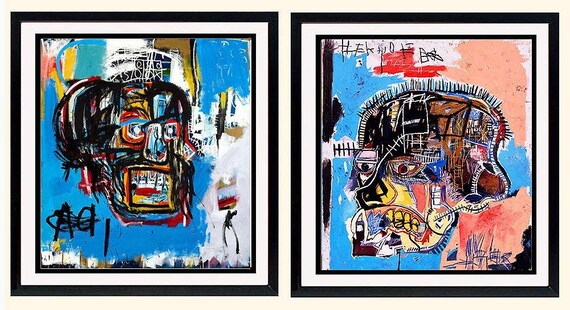 Grosse Basquiat Schadel Custom Gerahmte Drucke Etsy