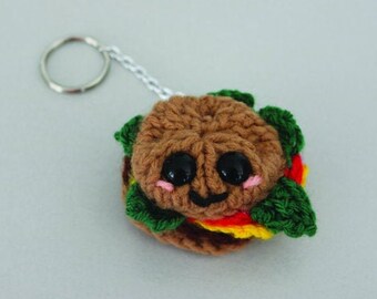 Handmade Knit Hamilton Hamburger Plushy: Magnet/Keychain/Christmas Ornament