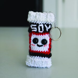 Miniature Knit Sadie The Soy Sauce/Chinese Food Packet Plushy Keychain/Magnet/Christmas Ornament with FREE Shipping