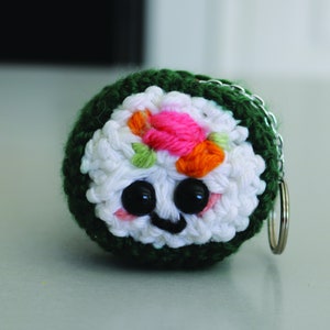 Miniature Knit Simon The Sushi Roll Plushy Keychain/Magnet/Christmas Ornament with FREE Shipping
