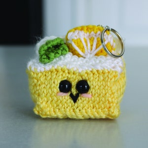 Miniature Knit Linda The Lemon Cake Slice Plushy Keychain/Magnet/Christmas Ornament with FREE Shipping
