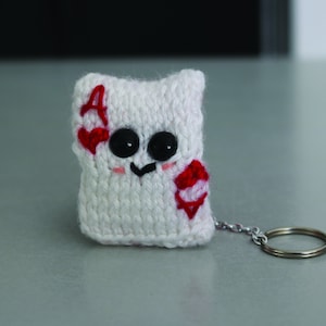Miniature Knit Andrew The Playing Card/Ace of Hearts/Diamonds/Spades/Clubs Plushy Keychain/Magnet/Christmas Ornament with FREE Shipping