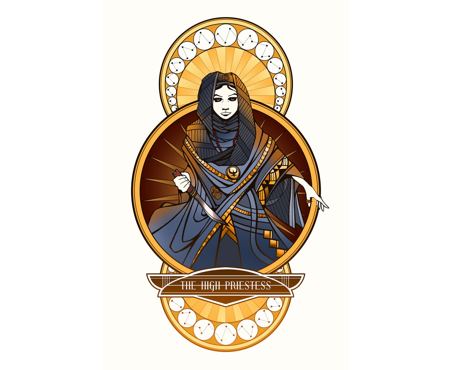 Dune tarot #2: The High Priestess - St. Alia of the Knife.