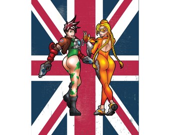 British Video Game Pinups: Tracer, Overwatch. Cammy, Street Fighter