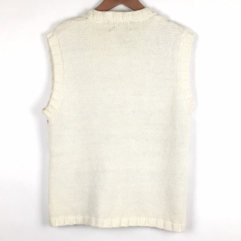 Tiara International Vintage Christmas Sweater Vest M Beige Beaded Embroidered