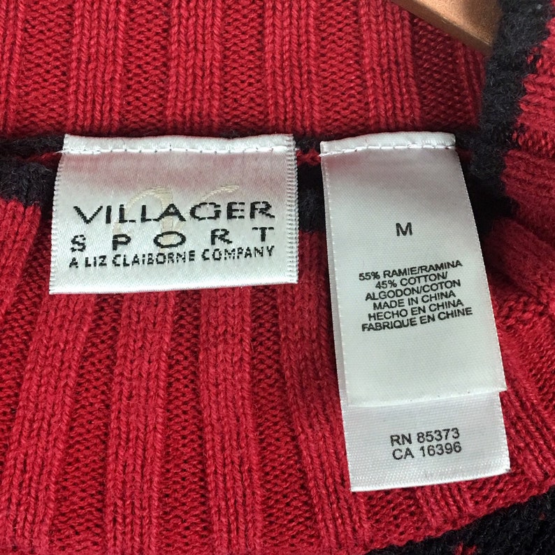 Villager Sport By Liz Claiborne Vintage Ugly Christmas Sweater M Black Beaded