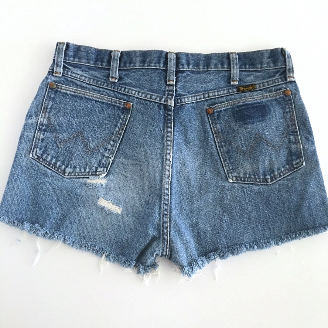 Wrangler Vintage Denim Shorts 32 Cut off Distressed Denim - Etsy