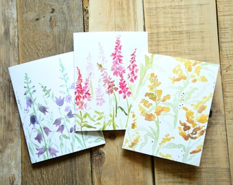 Hand painted card note cards Watercolor cards Handmade cards fall cards water color art greeting cards