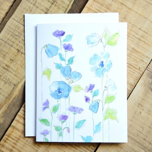 Set of 6 Soft Watercolor Flowers Card Set Lupine Greeting Cards Poppy ...