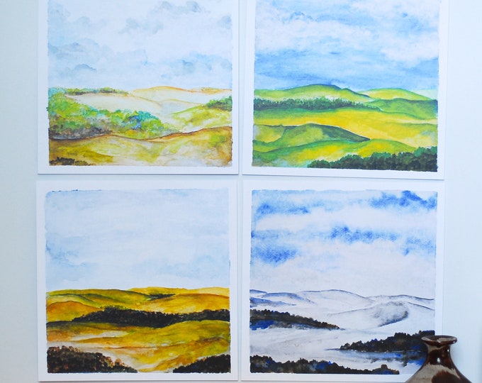 The Four Seasons in Watercolor - Midwest Four Seasons - Set of 4 Square ...