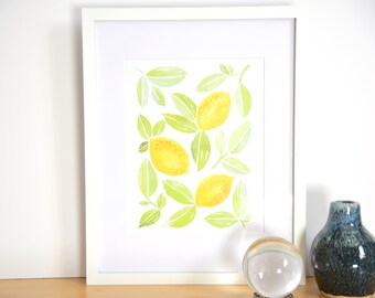 Watercolor Lemon Art - Watercolor Art Print - Fruit Kitchen Art Print - Original Art Print - Watercolor Lemons - Kitchen Art - Lemon Art