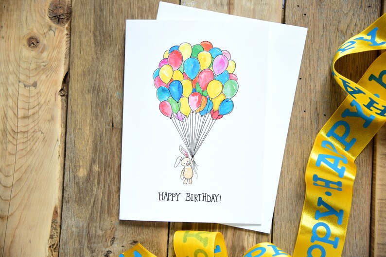 Set of 3 5x7 Cards Balloon Birthday Set Turtles and Bunnies with Balloons Cards Adventure is Out There card set Let's Celebrate Card image 4