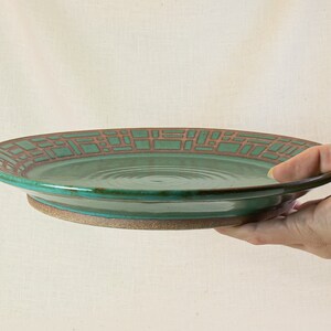 Large Geometric Pottery Platter Stoneware Serving Dish Handmade Ceramic Plate Handmade Bowl Graphic Design Pottery Dish image 6