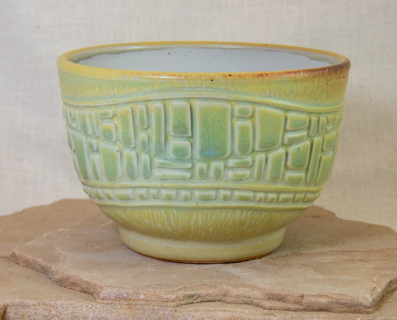 Hand Carved Pottery Bowl Rice Bowl Handmade Ceramic Bowl Carved Pottery Bowl Stoneware Pottery Carved Bowl Uniquely Designed Bowl image 3