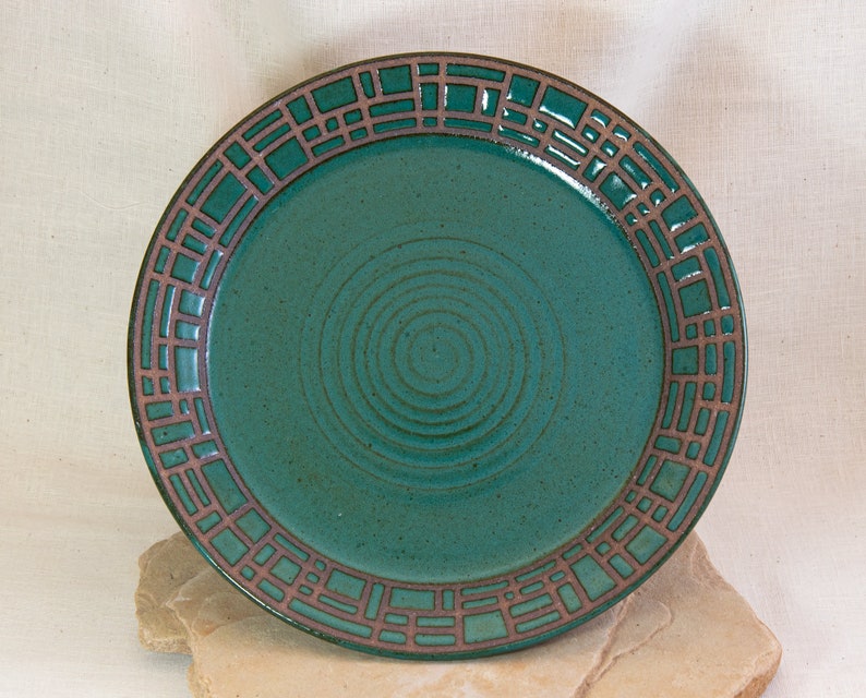 Large Geometric Pottery Platter Stoneware Serving Dish Handmade Ceramic Plate Handmade Bowl Graphic Design Pottery Dish image 5