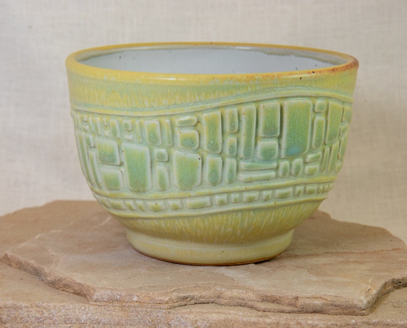 Hand Carved Pottery Bowl Rice Bowl Handmade Ceramic Bowl Carved Pottery Bowl Stoneware Pottery Carved Bowl Uniquely Designed Bowl image 2
